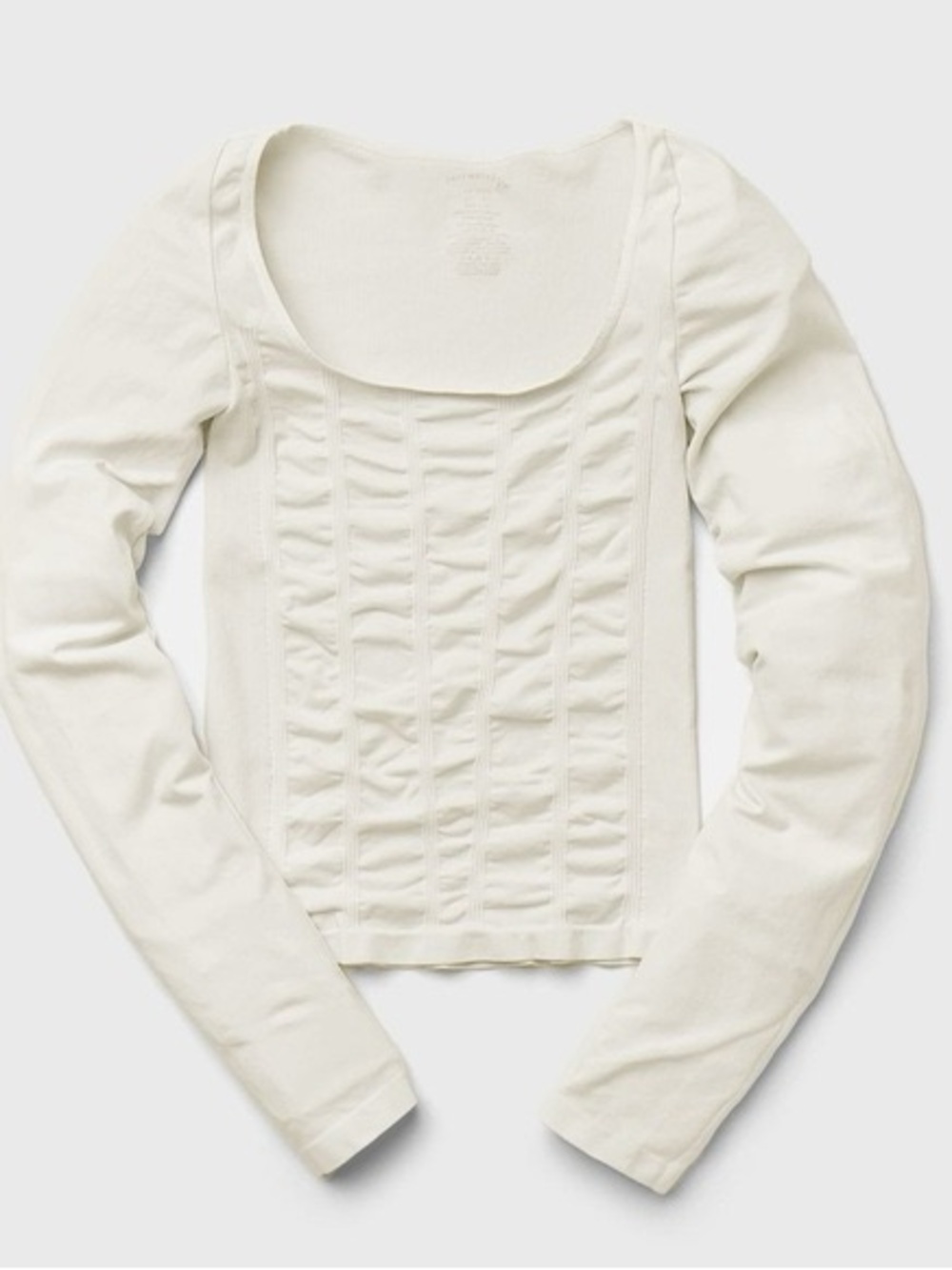 Free People Cream Scoop Neck Long Sleeve Top